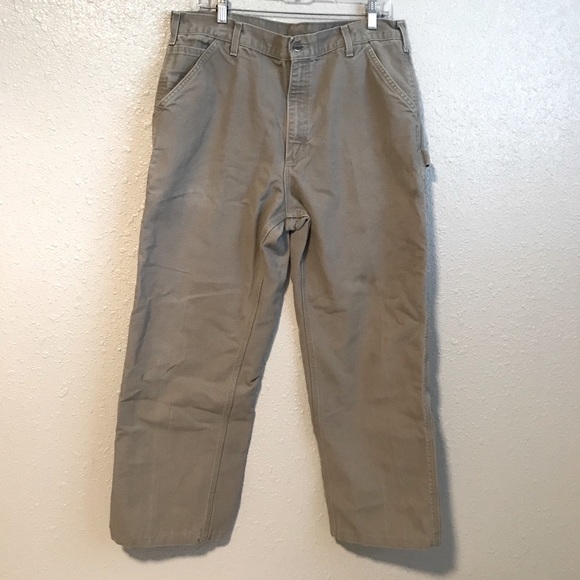 Carhartt Carpenter Durable Tan Cotton Pants 36x29 - Picture 1 of 10